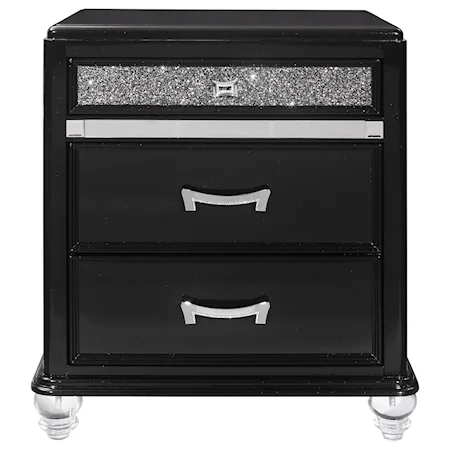 Glam 3-Drawer Nightstand with Felt-Lined Top Drawer